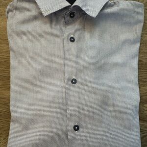 Isaac Mizrahi Slim Fit Check Dress Shirt - Blue -Boy’s Size 16